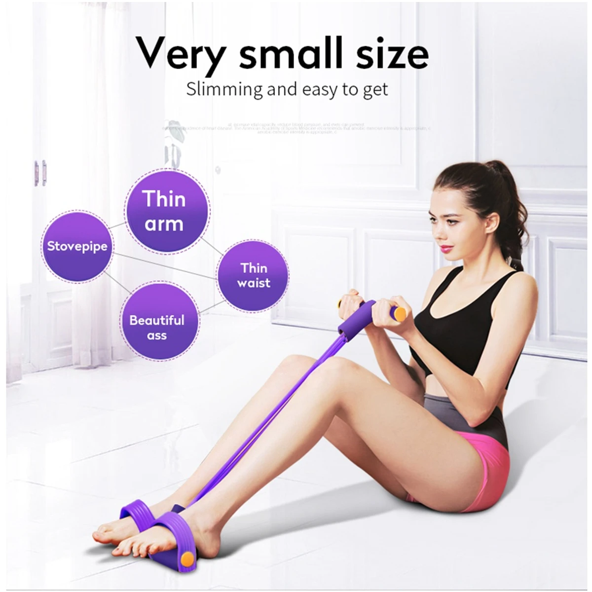 Elastic Sit Up Pull Rope Abdomen Leg Exerciser Bodybuilding Home Gym Fitness Stretching Slimming Training Foot Pedal.