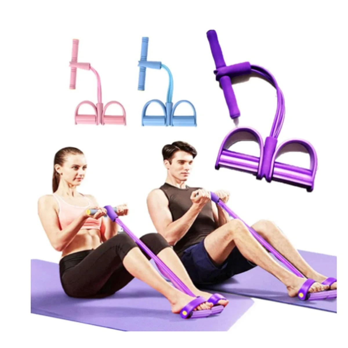 Elastic Sit Up Pull Rope Abdomen Leg Exerciser Bodybuilding Home Gym Fitness Stretching Slimming Training Foot Pedal.